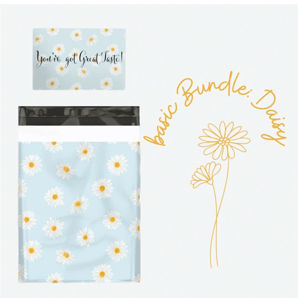 BUNDLE SET🌼 10 blue daisy Poly Mailers 10 x 13 inch & 10 thank you cards
